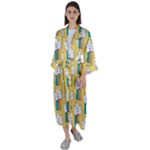 American Golden Ancient Totems Maxi Satin Kimono