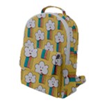Smile Cloud Rainbow Pattern Yellow Flap Pocket Backpack (Large)