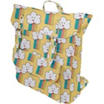 Smile Cloud Rainbow Pattern Yellow Buckle Up Backpack