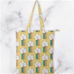 Smile Cloud Rainbow Pattern Yellow Double Zip Up Tote Bag