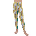 Smile Cloud Rainbow Pattern Yellow Kids  Lightweight Velour Leggings