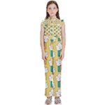 American Golden Ancient Totems Kids  Sleeveless Ruffle Edge Band Collar Chiffon One Piece