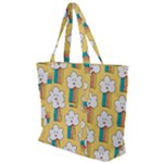Smile Cloud Rainbow Pattern Yellow Zip Up Canvas Bag