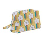 Smile Cloud Rainbow Pattern Yellow Wristlet Pouch Bag (Medium)