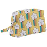 Smile Cloud Rainbow Pattern Yellow Wristlet Pouch Bag (Large)