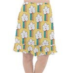 Smile Cloud Rainbow Pattern Yellow Fishtail Chiffon Skirt