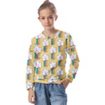 American Golden Ancient Totems Kids  Long Sleeve T-Shirt with Frill 