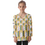 American Golden Ancient Totems Kids  V Neck Casual Top