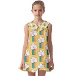 American Golden Ancient Totems Kids  Pilgrim Collar Ruffle Hem Dress