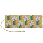 Smile Cloud Rainbow Pattern Yellow Roll Up Canvas Pencil Holder (M)