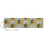 Smile Cloud Rainbow Pattern Yellow Roll Up Canvas Pencil Holder (L)