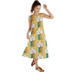 Smile Cloud Rainbow Pattern Yellow Summer Maxi Dress