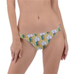 Smile Cloud Rainbow Pattern Yellow Ring Detail Bikini Bottoms