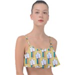 Smile Cloud Rainbow Pattern Yellow Frill Bikini Top