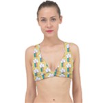 Smile Cloud Rainbow Pattern Yellow Classic Banded Bikini Top