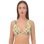 Smile Cloud Rainbow Pattern Yellow Double Strap Halter Bikini Top