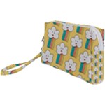 Smile Cloud Rainbow Pattern Yellow Wristlet Pouch Bag (Small)