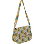 Smile Cloud Rainbow Pattern Yellow Saddle Handbag