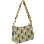 Smile Cloud Rainbow Pattern Yellow Zip Up Shoulder Bag