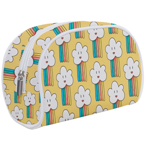 Smile Cloud Rainbow Pattern Yellow Make Up Case (Large) from ArtsNow.com