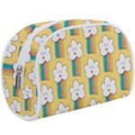 Smile Cloud Rainbow Pattern Yellow Make Up Case (Large)