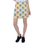 Smile Cloud Rainbow Pattern Yellow Tennis Skirt