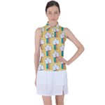 Smile Cloud Rainbow Pattern Yellow Women s Sleeveless Polo T-Shirt