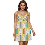 American Golden Ancient Totems Ruffle Strap Babydoll Chiffon Dress