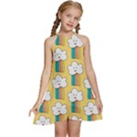 American Golden Ancient Totems Kids  Halter Collar Waist Tie Chiffon Dress
