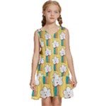 American Golden Ancient Totems Kids  Sleeveless Tiered Mini Dress