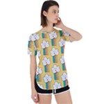 Smile Cloud Rainbow Pattern Yellow Perpetual Short Sleeve T-Shirt