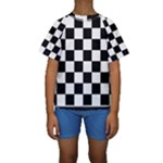 Chess Board Background Design Kids  Short Sleeve Swimwear