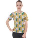 Smile Cloud Rainbow Pattern Yellow Women s Sport Raglan T-Shirt