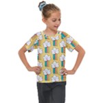 Smile Cloud Rainbow Pattern Yellow Kids  Mesh Piece T-Shirt