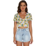 American Golden Ancient Totems V-Neck Crop Top