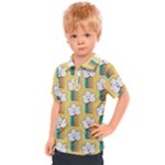 Smile Cloud Rainbow Pattern Yellow Kids  Polo T-Shirt