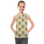 Smile Cloud Rainbow Pattern Yellow Kids  Sleeveless Hoodie