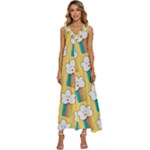 American Golden Ancient Totems V-Neck Sleeveless Loose Fit Overalls