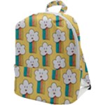 Smile Cloud Rainbow Pattern Yellow Zip Up Backpack