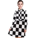 Chess Board Background Design Long Sleeve Chiffon Shirt Dress