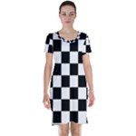 Chess Board Background Design Short Sleeve Nightdress