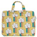 Smile Cloud Rainbow Pattern Yellow MacBook Pro 13  Double Pocket Laptop Bag
