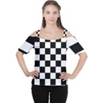 Chess Board Background Design Cutout Shoulder T-Shirt