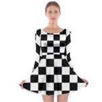 Chess Board Background Design Long Sleeve Skater Dress