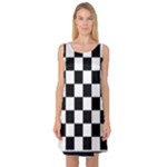 Chess Board Background Design Sleeveless Satin Nightdress