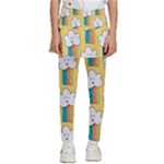 Smile Cloud Rainbow Pattern Yellow Kids  Skirted Pants