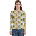 American Golden Ancient Totems Women s Cut Out Long Sleeve T-Shirt