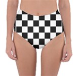 Chess Board Background Design Reversible High-Waist Bikini Bottoms