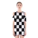 Chess Board Background Design Shoulder Cutout One Piece Dress