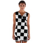 Chess Board Background Design Wrap Front Bodycon Dress